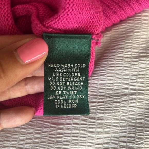 Lauren Ralph Lauren Petite Medium Fuschia Roll Down Neck Sweater - Picture 6 of 7